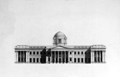 Elevazione della facciata principale di una casa da Benjamin Dean Wyatt