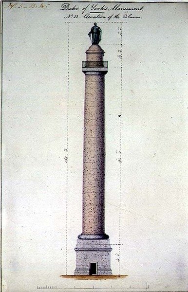 Elevazione del Monumento del Duca di York, Carlton Gardens, Londra da Benjamin Dean Wyatt