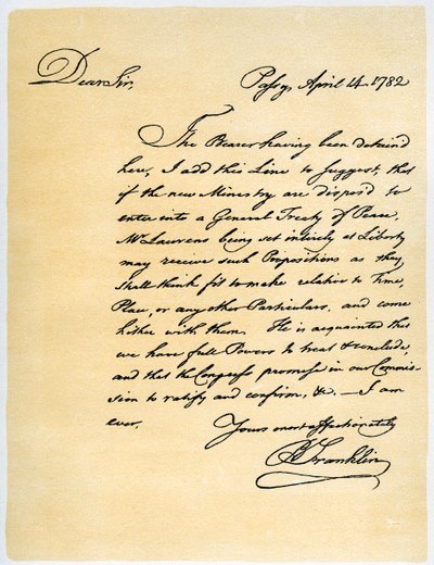 Lettera di Benjamin Franklin a David Hartley MP, 14 aprile 1782 da Benjamin Franklin