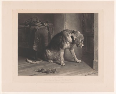 Cane che aspetta vicino a una porta da Benjamin Phelps Gibbon