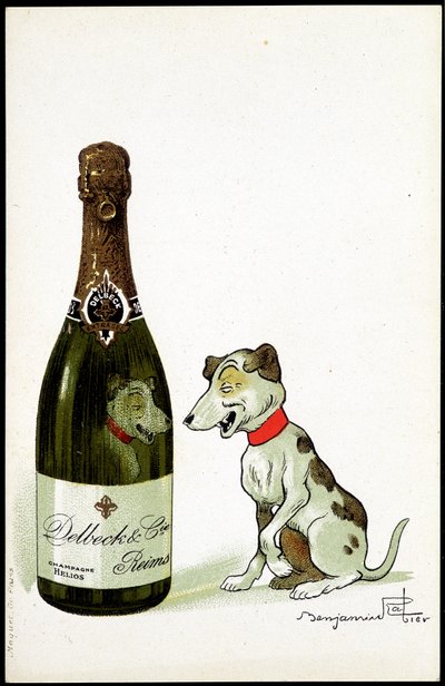 Cartone per champagne Delbeck et Cie, Reims, illustrazione di Benjamin Rabier, inizi XX secolo da Benjamin Rabier