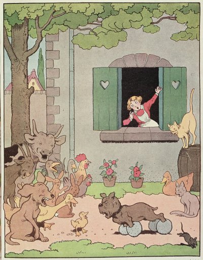 Gli animali del cortile che gioiscono per il disagio di Grognard, illustrazione per 