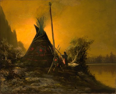 Scena notturna di Tipi indiani da Benjamin Raborg