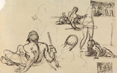 Studi di figura di un uomo che si alza da terra da Benjamin Robert Haydon