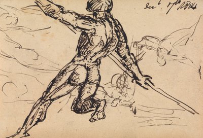 Studi di figura di un nudo maschile con lancia da Benjamin Robert Haydon