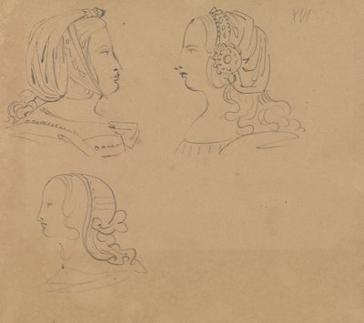 Studi di Ritratto di Donne con Vari Copricapi da Benjamin Robert Haydon
