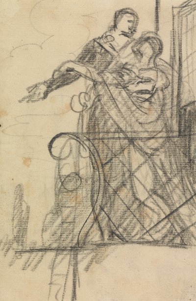 Studio di due figure su un balcone da Benjamin Robert Haydon