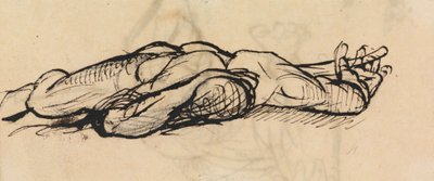 Studio di un nudo maschile, in posizione distesa sul pavimento da Benjamin Robert Haydon