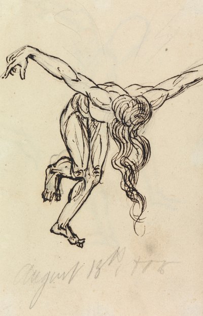 Studio di un nudo, inclinato in avanti, con le braccia estese da Benjamin Robert Haydon
