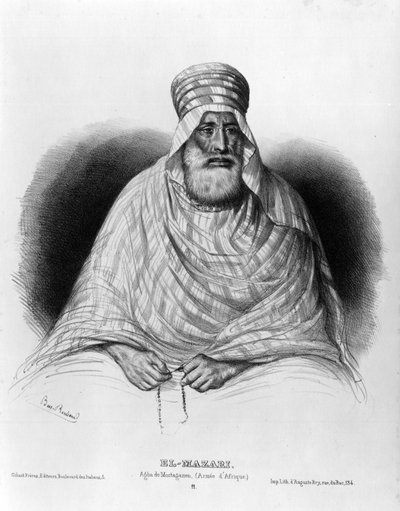 Ritratto di El Mazari, Agha di Mostaganem (Armee Africana) da Benjamin Roubaud