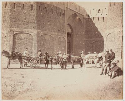 Porta Durani, carretto di Heyland e muli da soma, che mostrano i diversi tipi di selle da soma, Kandahar da Benjamin Simpson