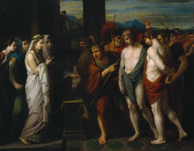 Pilade e Oreste portati come vittime davanti a Ifigenia da Benjamin West