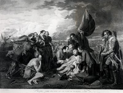 La morte del generale Wolfe (1727-59) 1759, inciso da Augustin Legrand (incisione) da Benjamin West