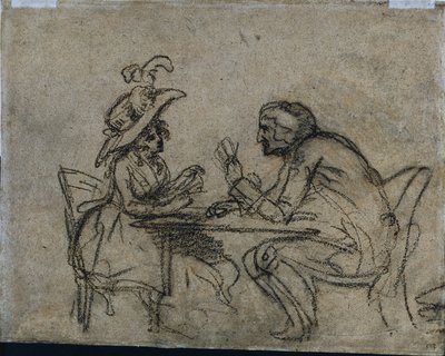 Donna e uomo che giocano a carte (verso) da Benjamin West