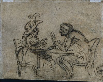 Donna e uomo che giocano a carte, 1792 da Benjamin West