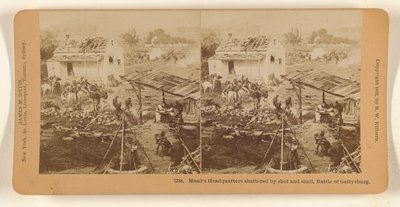 Il quartier generale di Mead distrutto da pallottole e granate nella battaglia di Gettysburg. da Benjamin West Kilburn