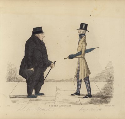 Eminenti Edimburghesi, alias Ateniesi Moderni, John R Irving, di Bonshaw, Avvocato, Capitano Hugo Arnot, di Balcormo (incisione colorata) da Benjamin William Crombie