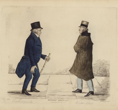 Eminenti Edimburghesi, alias Ateniesi Moderni, Tenente Generale George R Ainslie, Bindon Blood, Esq, di Cranacher (incisione colorata) da Benjamin William Crombie