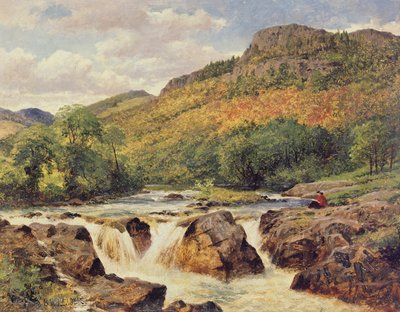 Paesaggio con una giovane donna da Benjamin Williams Leader
