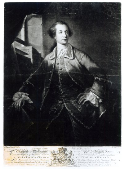 Ritratto di Charles Watson-Wentworth, secondo marchese di Rockingham (1730-82), inciso da Richard Houston da Benjamin Wilson