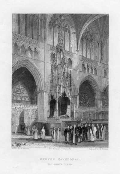 Il trono del vescovo, Cattedrale di Exeter, Devon, c1836-c1842 da Benjamin Winkles