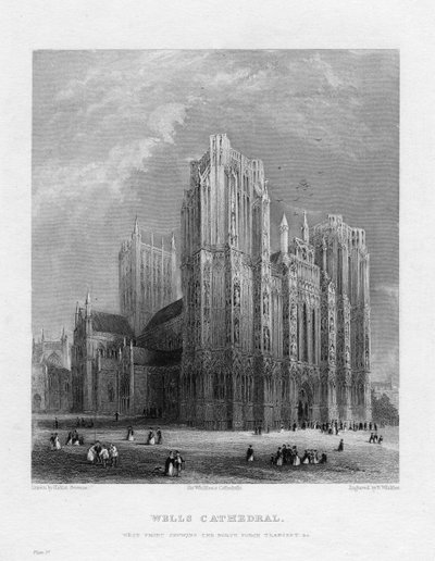 Cattedrale di Wells, Somerset, c1860 da Benjamin Winkles