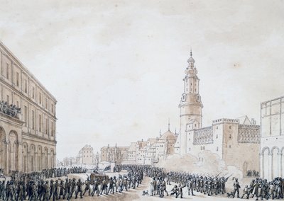 Funerale di un ufficiale francese a Weimar, ottobre 1806 (disegno) da Benjamin Zix