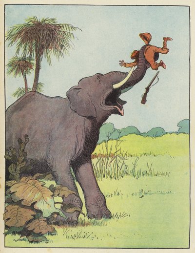 Elefante che attacca un cacciatore da Benjamin Rabier