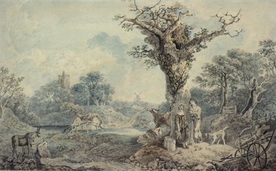 Paesaggio con figure e bovini da Benjamin attr. to Barker