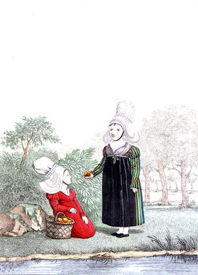 Bambini del distretto di Rouen in Normandia, inizio XIX secolo (incisione a colori) da Benoit (after) Pecheux