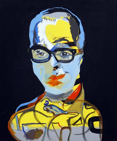50 grandi scrittori della storia: Bret Easton Ellis, 2015 (olio e acrilico su tela) da Benoit Erwann Boucherot