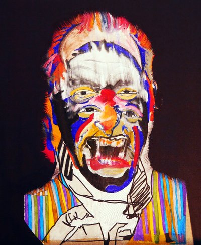 50 grandi scrittori della storia: Charles Bukowski, 2015 (olio e acrilico su tela) da Benoit Erwann Boucherot