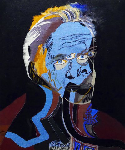 50 grandi scrittori della storia: Patrick Modiano, 2015 (olio e acrilico su tela) da Benoit Erwann Boucherot