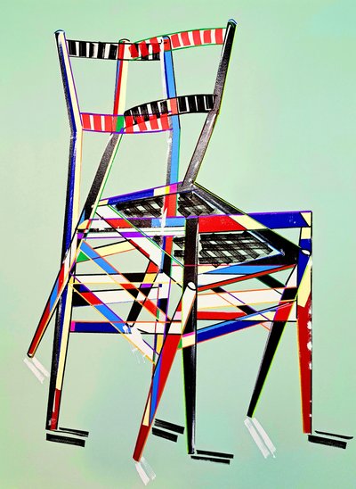 Chaise - superleggera, dopo Gio Ponti, 2016 (olio su tela di lino) da Benoit Erwann Boucherot