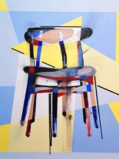 Chaise hCh33, dopo Hans J. Wegner, 2016 (olio su tela di lino) da Benoit Erwann Boucherot