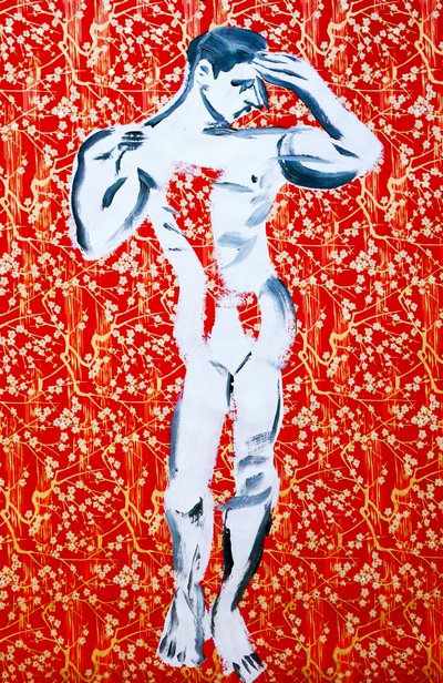 Masculin 1, 2020 (acrilico su carta giapponese serigrafata) da Benoit Erwann Boucherot