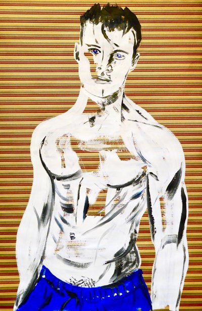 Masculin japonais 7, 2020 (acrilico su carta giapponese serigrafata) da Benoit Erwann Boucherot