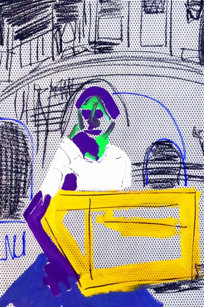 Passager 5, 2020 (acrilico su carta giapponese serigrafata) da Benoit Erwann Boucherot