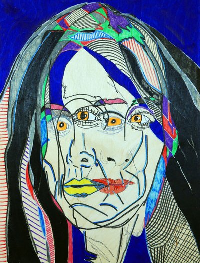 Surportrait : Fanie Demeule, 2019 (olio e acrilico su pannello di legno) da Benoit Erwann Boucherot