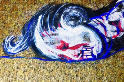 Surportrait japonais 2, 2020 (acrilico su carta giapponese serigrafata) da Benoit Erwann Boucherot