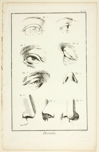 Design: Anatomia facciale da Encyclopédie da Benoit Louis Prevost