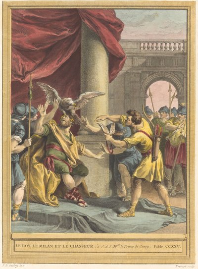 Il re, il nibbio e il cacciatore da Benoît Louis Prévost after Jean Baptiste Oudry