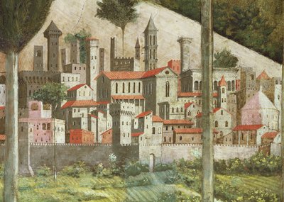 Città medievale, dettaglio (ciclo del Viaggio dei Magi) da Benozzo di Lese di Sandro Gozzoli