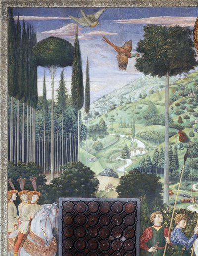 Processione di Baldassarre come Giovanni VIII Paleologo, particolare del ciclo del Viaggio dei Magi nella cappella, 1460 circa (affresco) da Benozzo di Lese di Sandro Gozzoli