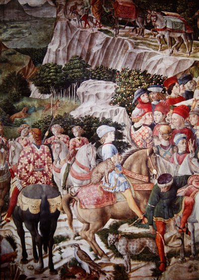 La Processione dei Magi, dettaglio del Cavaliere con un leopardo nella Processione di Melchiorre, c.1460 (dettaglio) da Benozzo di Lese di Sandro Gozzoli
