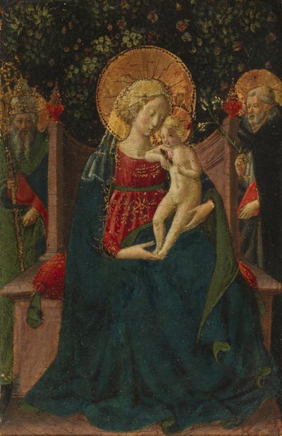 Vergine e Bambino in trono tra San Domenico e un Santo Papale, 1430-35 da Benozzo di Lese di Sandro Gozzoli