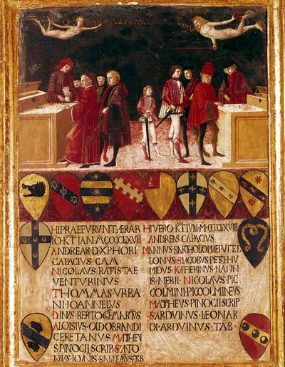 Allegoria delle finanze statali in tempo di guerra e in tempo di pace da Benvenuto di Giovanni