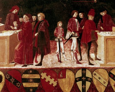 Allegoria delle finanze statali in tempo di guerra e di pace (dettaglio). XV secolo da Benvenuto di Giovanni