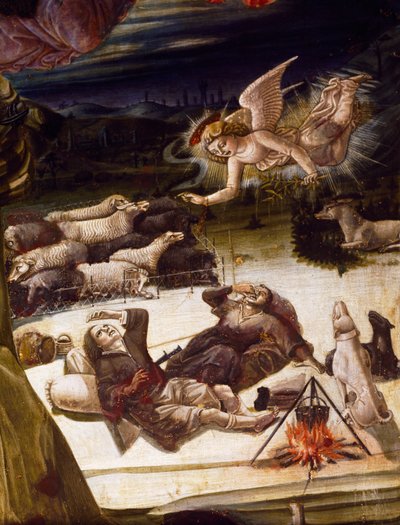 Un angelo e pastori (dettaglio) da Benvenuto di Giovanni