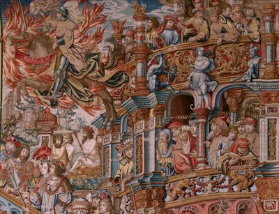 Serie Gli Onori. Fama. Terrazzo. Modello di cartoni animati dal circolo di Bernard van Orley e Jan Gossaert (Mabuse). Manifattura Pieter van Aelst, Bruxelles. Ca 1550. da Bernaert van (circle of) Orley